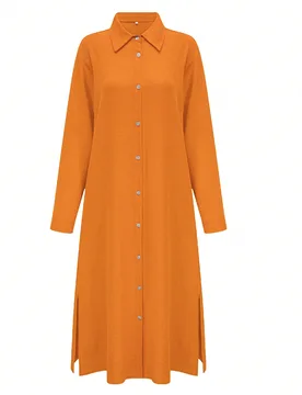 Pieza Vestido camisa casual y elegante de unicolor de manga larga y abotonadura sencilla para mujer, primavera XL - Shein - FashionsVida