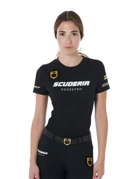 T-shirt à Manches Courtes Scuderia Collection Cotton Black S - Equestro - FashionsVida