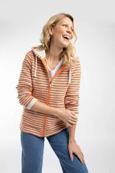 Women's Fisher Full Zip Stripe Macaroni Hoodie in Pale Orange Size: 10 - Pale Orange - Size: 10
