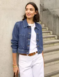 Denim Cropped Jacket Medium Indigo female