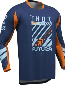 Maglia Moto Cross Enduto Launchmode Futura Blu Arancio taglia M - THOR - FashionsVida