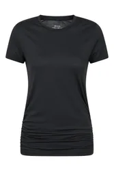 Active Womens Ruched Longline T-Shirt - Black - Black - Size: 8