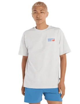Athletics Premium Logo T-shirt Uomo - Magliette Grigio - Taglia XXL - Jersey di cotone XXL - New Balance - FashionsVida