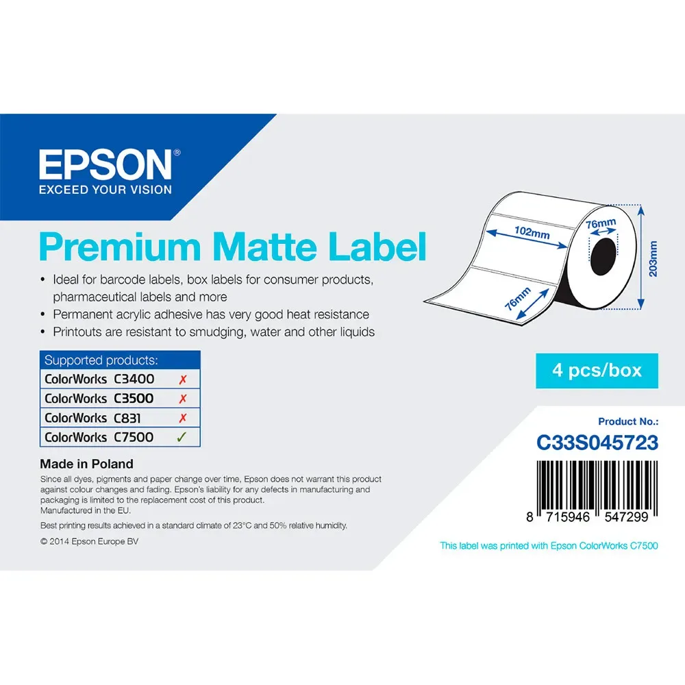 Étiquette Multi-usages Découpée C33s045723 White One Size unisex - Epson - FashionsVida