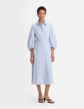 Vestido midi de manga larga abullonada - Simorra - FashionsVida