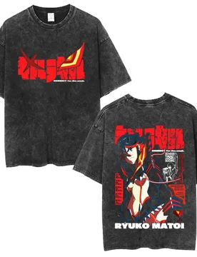 Washed Vintage Anime Kill La Kill Matoi Ryuko Graphic T-shirt Men Women Manga Oversized T Shirts Men's Casual Cotton T-shirts - Aliexpress - FashionsVida