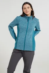 Idris' Womens Panelled Fleece Jacket With Pockets Warm Everyday Coat Teal - Size 20 Uk