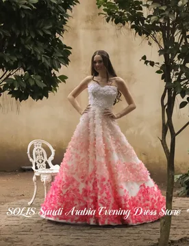 SOLIS Pink Ombre Prom Dresses Strapless Sleeveless Celebrity Dresses A Line Floor Length Evening Dresses Organza Customized - Aliexpress - FashionsVida