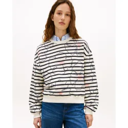 Sudadera de mujer de rayas con estampado floral gráfico