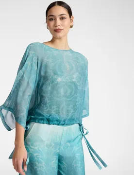 Blusa de mujer de georgette estampada ajuste boxy - Elena Miró - FashionsVida