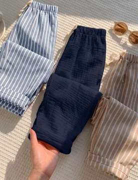 Piezas/Set Pantalones largos a rayas versátiles y casuales para niños y jóvenes, para verano y otoño, conjunto de varias piezas, pantalones largos - Shein - FashionsVida