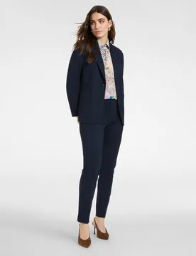 Pantalones de mujer en punto milano ajuste slim con cierre de botón y cremallera - Elena Miró - FashionsVida