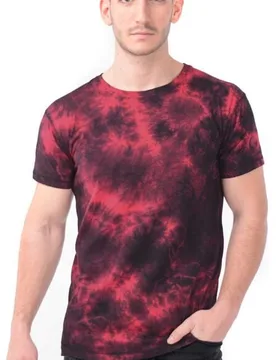 T-Shirt - Rex Tie Dye Red Black - XXL bis 4XL - für Männer - Größe 4XL - rot/schwarz - Männer - male - Outer Vision - FashionsVida