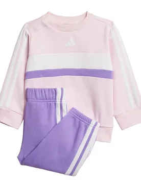 Kids Unisex Seasonal Essentials Tiberio 3-Stripes Fleece Crew Set - Pink Cotton - Size 6-9m - ADIDAS Sportswear - FashionsVida
