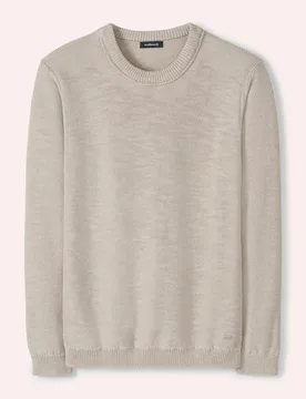 Premium Leinen-Pullover, normale Größen, Farbe Beige, 50, edles Effektgarn mit Leinen Made in Italy Herren - Walbusch - FashionsVida