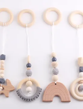 NANA 4PCS/Set Baby Play Gym Beads Wood Teether Toddler Hanger Rattle Wood Ring Teething Toys For Newborn Baby Pram Toy - Aliexpress - FashionsVida