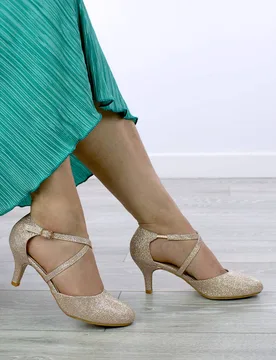 Women's High Heel Buckle Crossed Straps Court Shoes in Rose Gold Size: 4 - Rose Gold - Size: 4 - Ajvani - FashionsVida