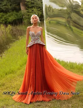 SOLIS Tangerine Party Dress Strapless فساتين السهرة Beaded Bodice Night Dresses A Line Celebrity Dress Customized - Aliexpress - FashionsVida