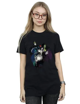 Women's Villains Sketch Cotton Boyfriend T-Shirt in Black Size: XL - Black - Size: XL - Disney - FashionsVida