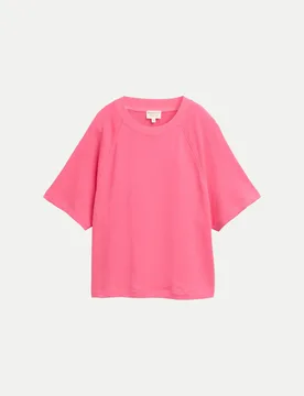Kurzarm-Sweatshirt Pink M - Tom Tailor Denim - FashionsVida