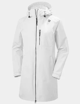 Women's Long Belfast 3/4 Length Rain Jacket White M - White - Female - Helly Hansen - FashionsVida