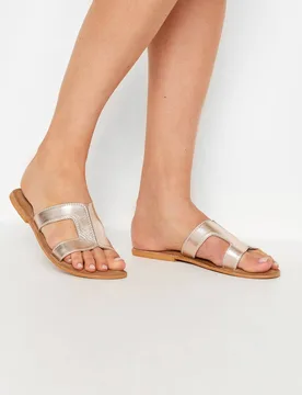 Women's Cut Out Mule Sandals in Gold Size: 9 - Gold - Size: 9 - Long tall sally - FashionsVida