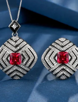 Jewelry Gold-plated Vintage Red Corundum Princess Cut Personalized Set Main 8*8 - Aliexpress - FashionsVida