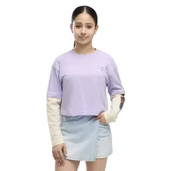 Maglietta A Maniche Lunghe Mid90s Relaxed Short Length Layered Light Lavender 9-10 Anni