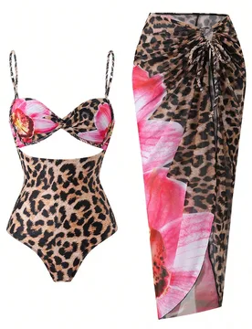 Nuevo conjunto de playa de 2 piezas para mujer de verano con top de una pieza, tirantes de espagueti con cuerda trenzada degradada, falda de playa con - Shein - FashionsVida