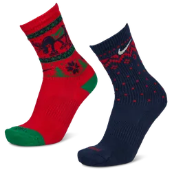 Everyday + Cushioned Crew 2 Pack Unisex Socks - Red - Size 8 - 11 - Cotton - Red - Size: 8 - 11