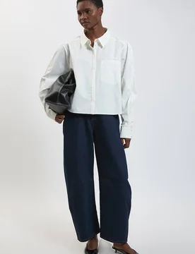 Women's Cotton Poplin Cropped Shirt in Ivory Size: 8 - Ivory - Size: 8 - Karen millen - FashionsVida