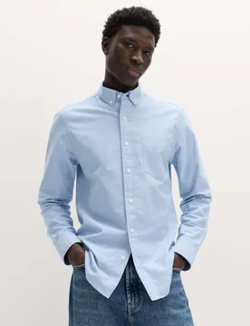 Slim Fit Ultimate Cotton Rich Stretch Oxford Shirt Chambray male - M&S - FashionsVida