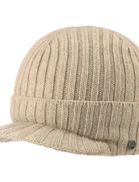 Cashmere Beanie with Peak by - beige - Female - Size: One Size - Lierys - FashionsVida