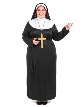 Nonne-Kostüm in Übergrösse Karneval-Kostüm schwarz-weiss - KARNEVAL-MEGASTORE - FashionsVida