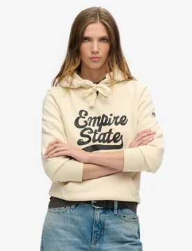 Superdry Damen Glitzer-hoodie mit Grafiklogo Creme - Größe: 38 - 89.99 - FashionsVida