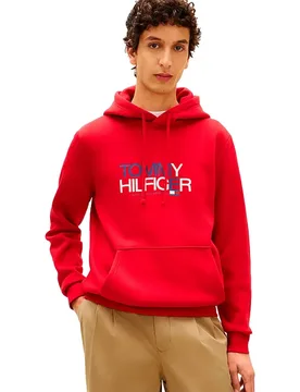 Felpa Con Cappuccio Brand Love Big Text Medium Red S - Tommy hilfiger - FashionsVida