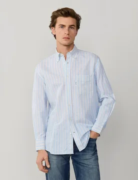 Camisa de hombre de rayas de lino algodón fit Club - Façonnable - FashionsVida