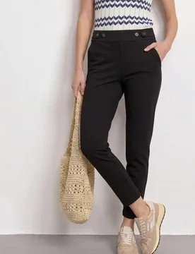 Slim Leg Hose im Loose Fit in Scubaqualität female Schwarz - Street One - FashionsVida