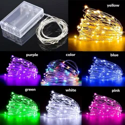 Pieza Luz de cuerda de cobre decorativa con 10/20/30/50/100/200 luces, 1/2/3/5/10/20m para interiores/exteriores, luz de hadas multicolor