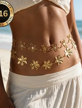 LUXUKISSKIDS Romantic Flowers Charm Long Waist Chain Jewelry 18K Gold Plated Petal Metal Flower Belly Chains for Summer Holiday - Aliexpress - FashionsVida