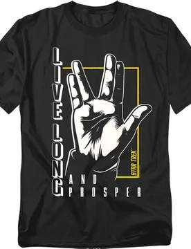 T-Shirt - Spock - Live Long And Prosper Hand - M bis 5XL - für Männer - Größe 5XL - schwarz - Lizenzierter Fanartikel - Männer - male - Star Trek - FashionsVida