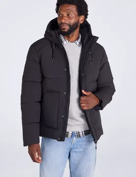 Manta Mens Borg Lined Padded Jacket - Black - Black - Size: XL - Mountain Warehouse - FashionsVida