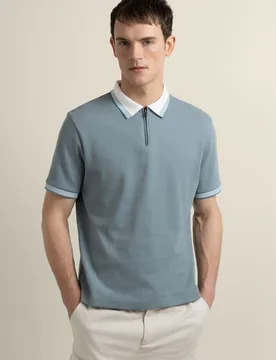 Nilsson Mens Contrast Rib Polo Shirt - Larsson & Co - FashionsVida