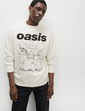 Cotton Rich Oasis Graphic Sweatshirt Ecru male - M&S - FashionsVida