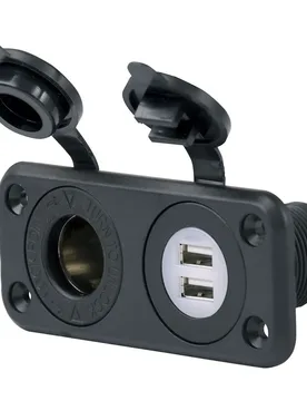 Sealink Deluxe Dual Usb Charger And Receptacle 12v Black One Size unisex - Marinco - FashionsVida