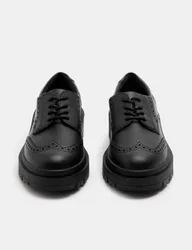 Kids' Leather Chunky Brogue School Shoes (13 Small - 7 Large) Black male