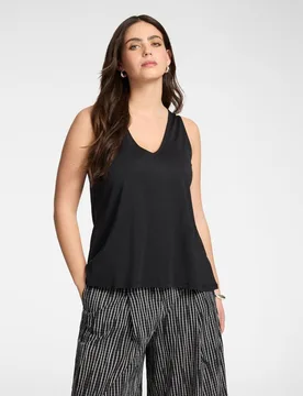 Top de mujer mezcla lyocell con escote en v ajuste regular - Elena Miró - FashionsVida