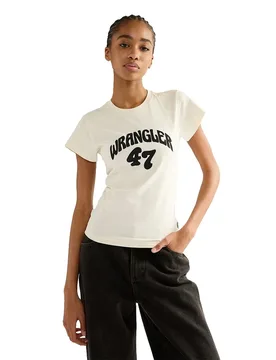 T-shirt à Manches Courtes Shrunken Band Egret / Egret / Egret S - Wrangler - FashionsVida