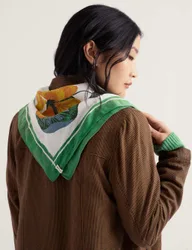 Floral Square Scarf White Mix female