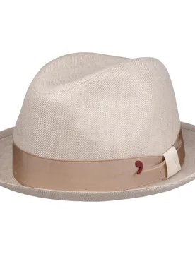 Herringbone Linen Player Hat by Alfonso DEste - cream white-beige - Female - Size: S (54-55 cm) - Alfonso D´Este - FashionsVida